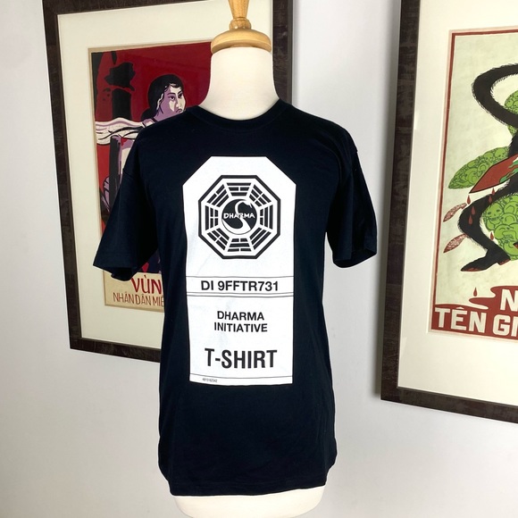 New Dharma Initiative Lost TV Show Ripple Junction Logo Tee Shirt XS Black - Picture 2 of 3